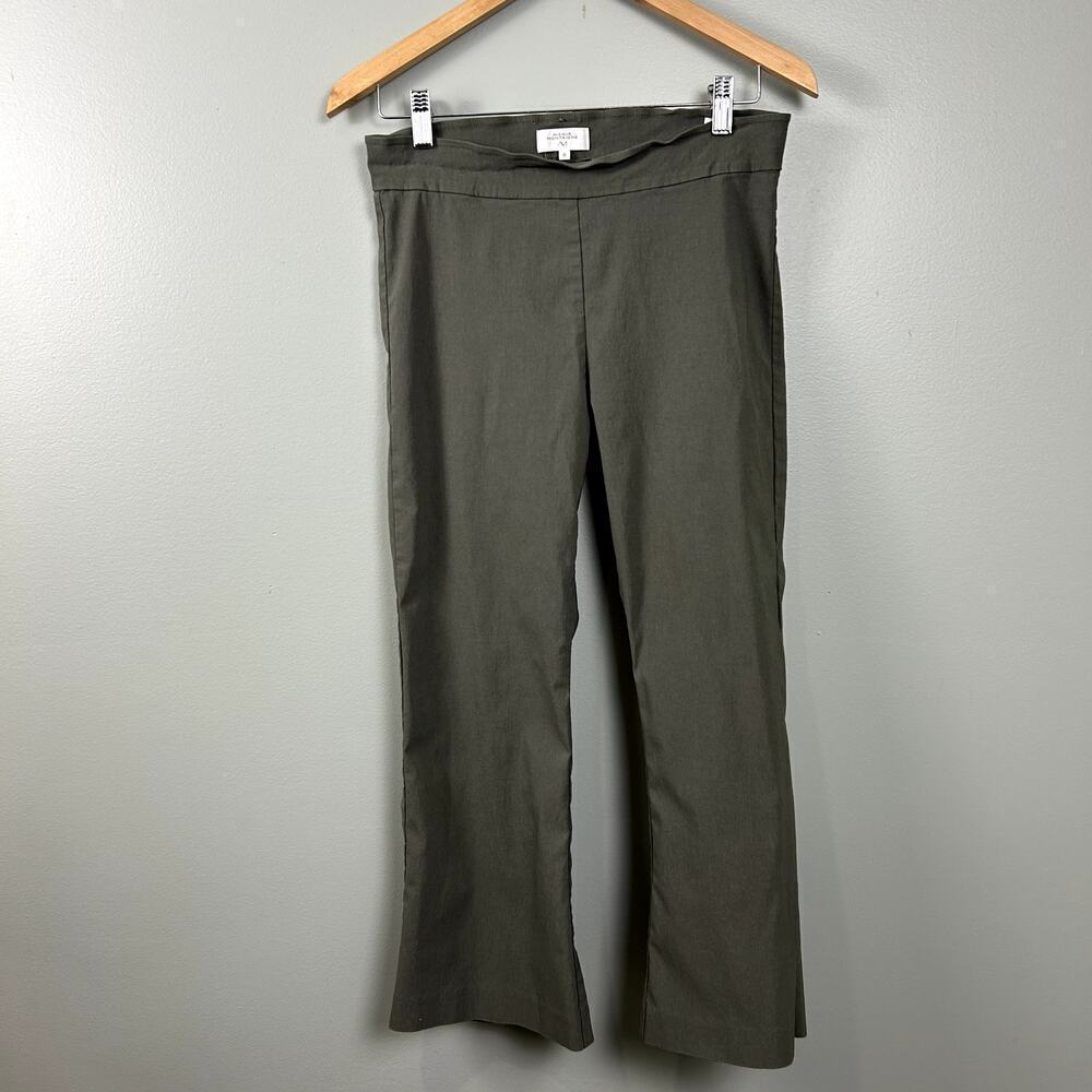 Avenue Montaigne Leo Signature Pant Cropped Flare Stretch Olive Green 8 Medium